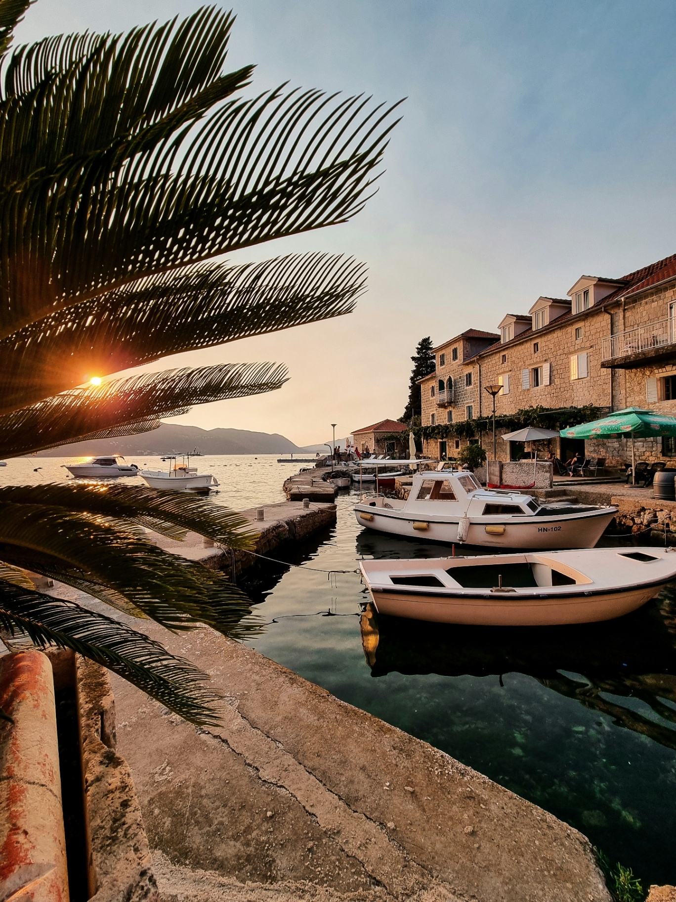 Montenegro harbor at sunset