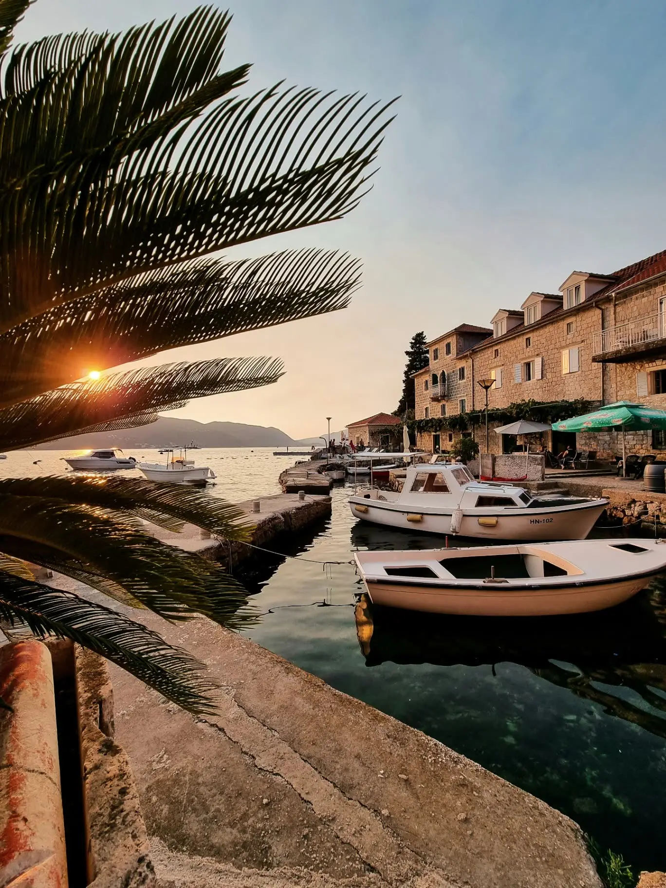 Montenegro harbor at sunset